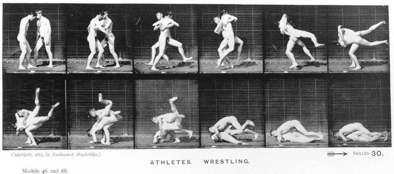 İki Adam Güreşi, 'Hayvan Hareketi'nden, 1887 by Eadweard Muybridge