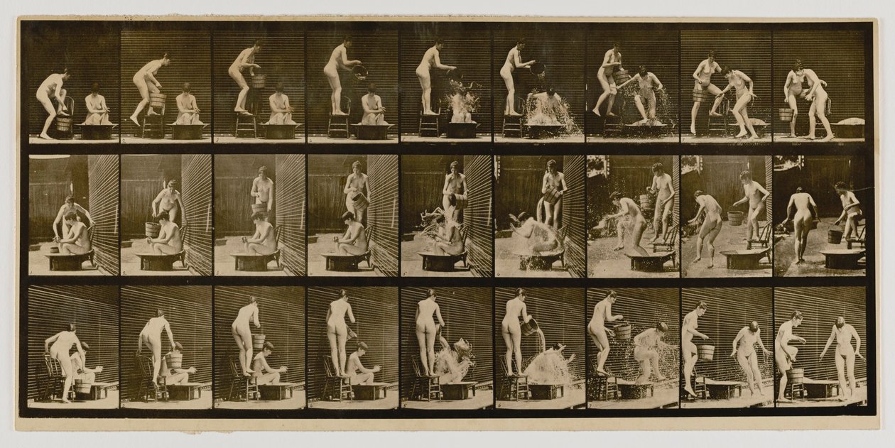 Başka Bir Kadının Başına Su Döken Kadın, Hayvan Hareketleri kitabından by Eadweard Muybridge