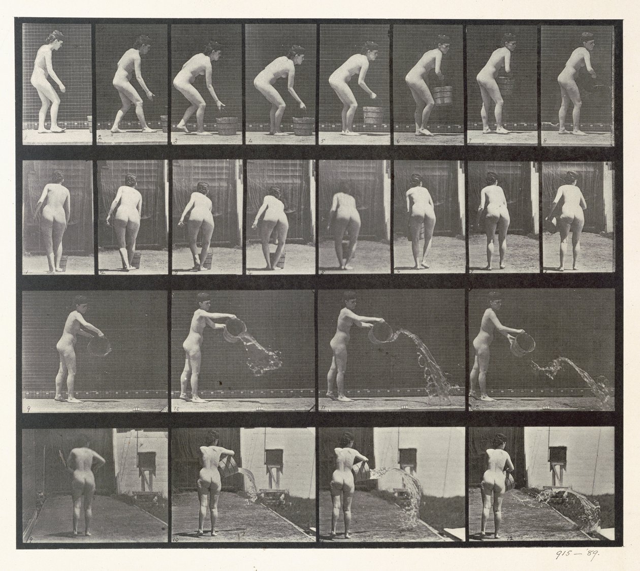 Bir kova su atan kadın, 'Hayvan Hareketi'nden 401 numaralı plaka, 1887 by Eadweard Muybridge
