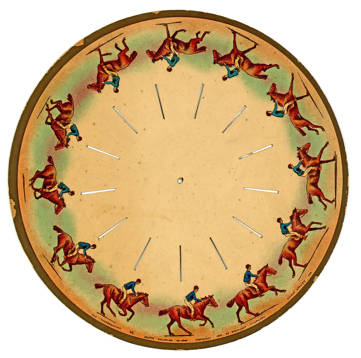 Dörtnala giden bir atı gösteren zoopraxiscope diski, 1893 by Eadweard Muybridge