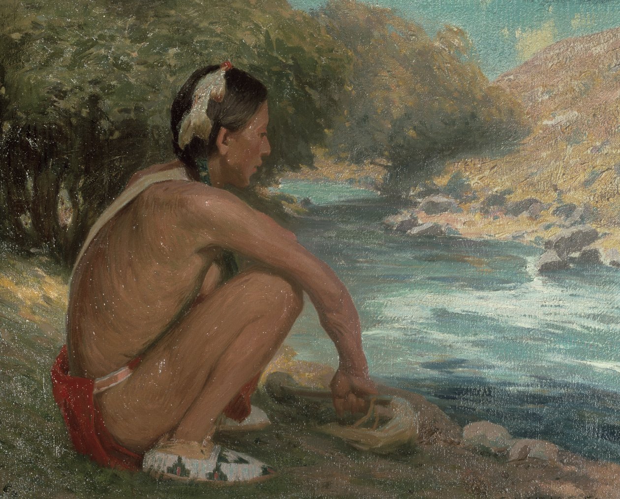 ದಿ ಮೌಂಟೇನ್ ಸ್ಟ್ರೀಮ್, c.1914 ಟರ್ಕ್ by Eanger Irving Couse