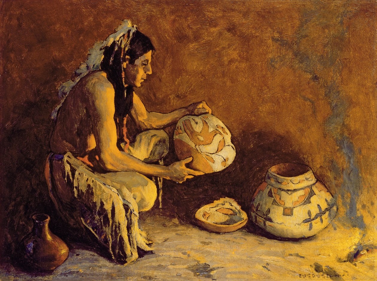 Kuş Kavanozu, 1933 (masonit üzerine yağlı boya) by Eanger Irving Couse