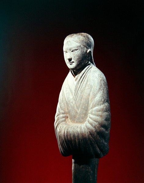 Muhtemelen Şensi Eyaletinden bir mezar figürünün detayı (toprak çanak çömlek) by Eastern Han Dynasty Chinese School