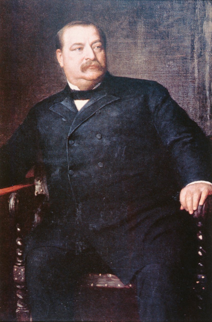Grover Cleveland (1837-1908) (renkli taş) by Eastman (after) Johnson