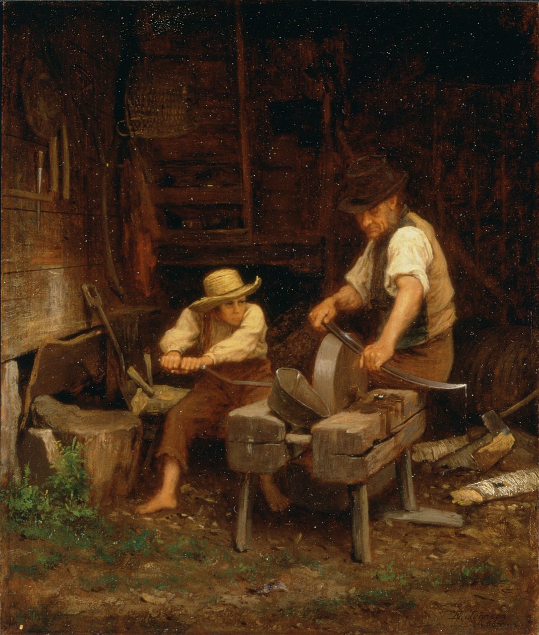 Tırpan Bileme, 1864 by Eastman Johnson