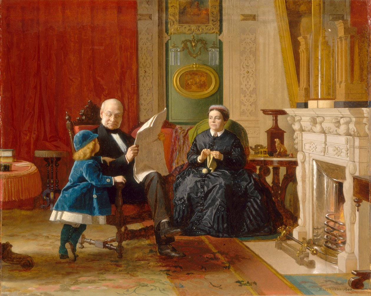 Brown Ailesi, 1869 (tuval üzerine kağıt üzerine yağlı boya) by Eastman Johnson