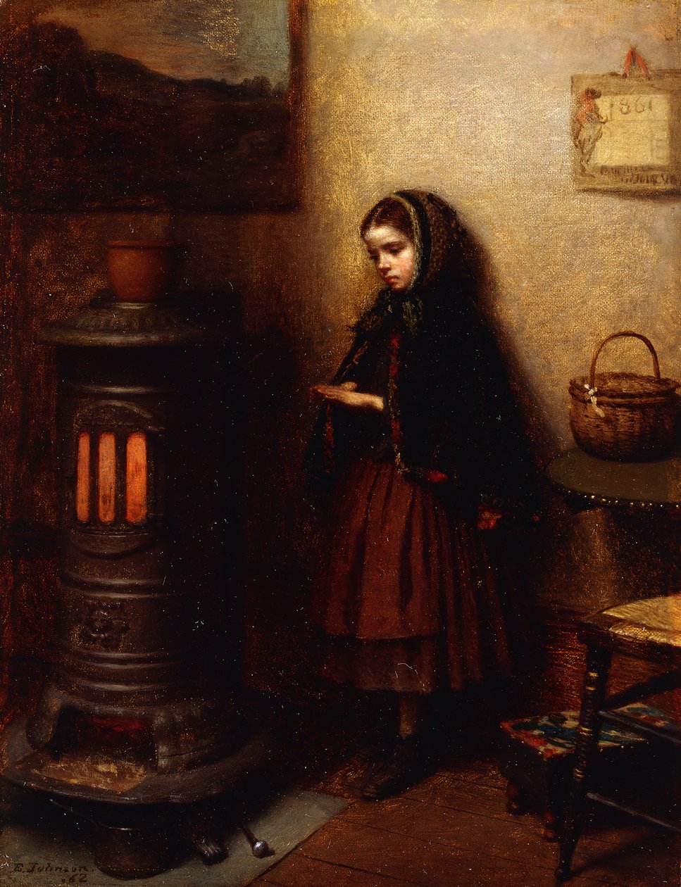 Ellerini Isınmak, 1862 by Eastman Johnson