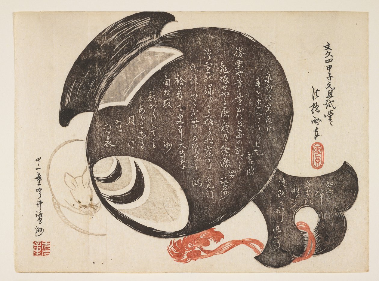 Tokmak ve fare, Ocak 1864 (renkli tahta baskı) by Ebashi Sesshin