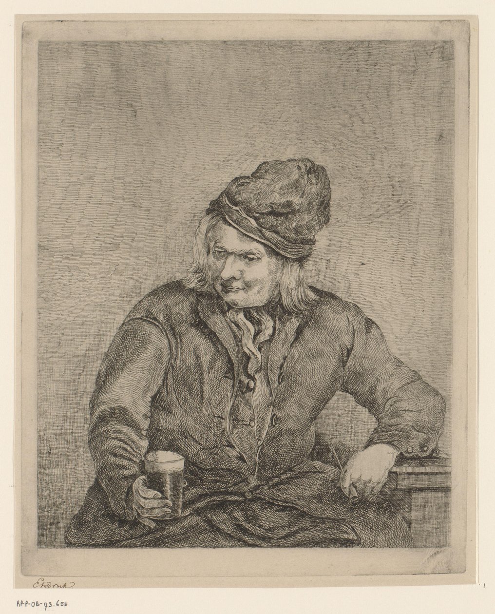 Elinde cam ve boru olan yaşlı adam by Eberhard Cornelis Rahms
