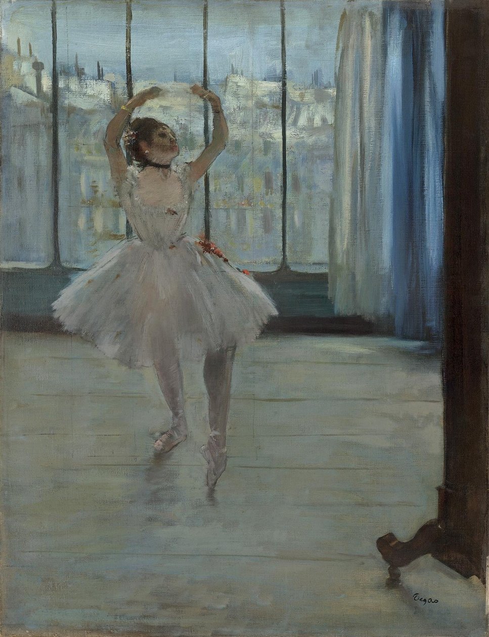 Pencerenin Önünde Bir Fotoğrafçıya Poz Veren Dansçı Dansçı by Edgar Degas