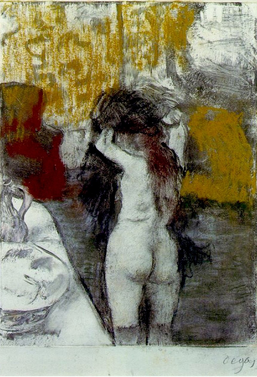 Bather by the Water, c.1903 (gemide kağıt üzerine pastel ve siyah tebeşir) by Edgar Degas