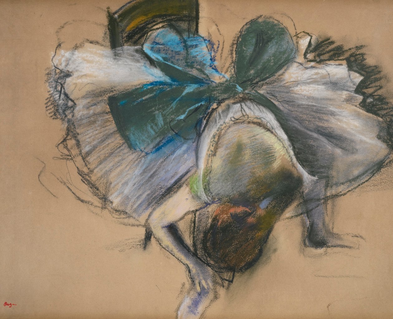 Dansçı terliğini ayarlıyor by Edgar Degas