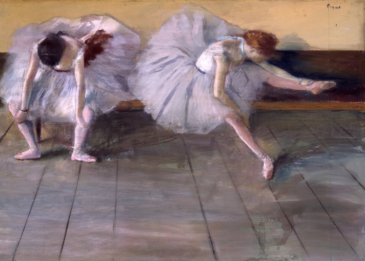 İki dansçı, c.1879 (kağıt üzerine pastel ve guaş) by Edgar Degas