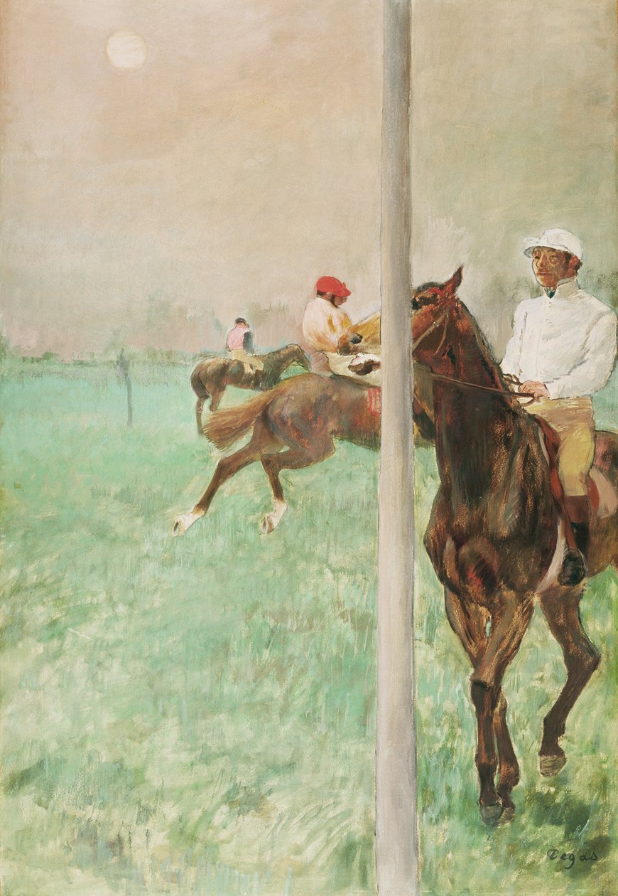 Jokeyler Yarıştan Önce, c.1878-79 (yağ, öz, guaj ve pastel) by Edgar Degas