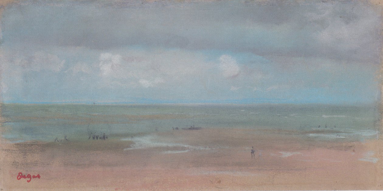 Düşük gelgitte kumlu bir plaj ile deniz manzarası by Edgar Degas