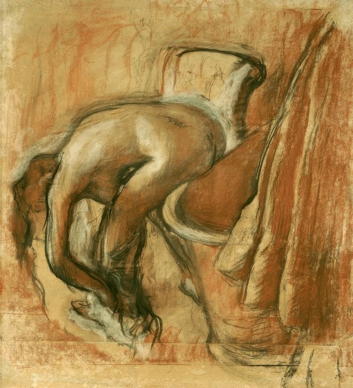 Banyodan sonra; kadın kendini kurutur by Edgar Degas