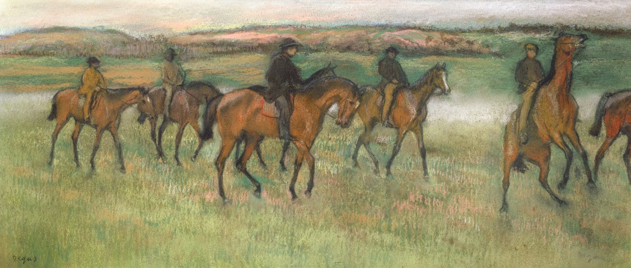 Yarış atları (pastel) by Edgar Degas