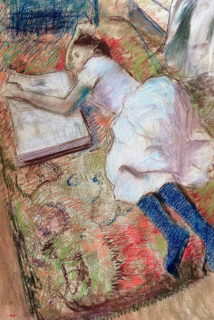 Yatan Okuyucu, 1889 dolayları (kağıt üzerinde pastel) by Edgar Degas