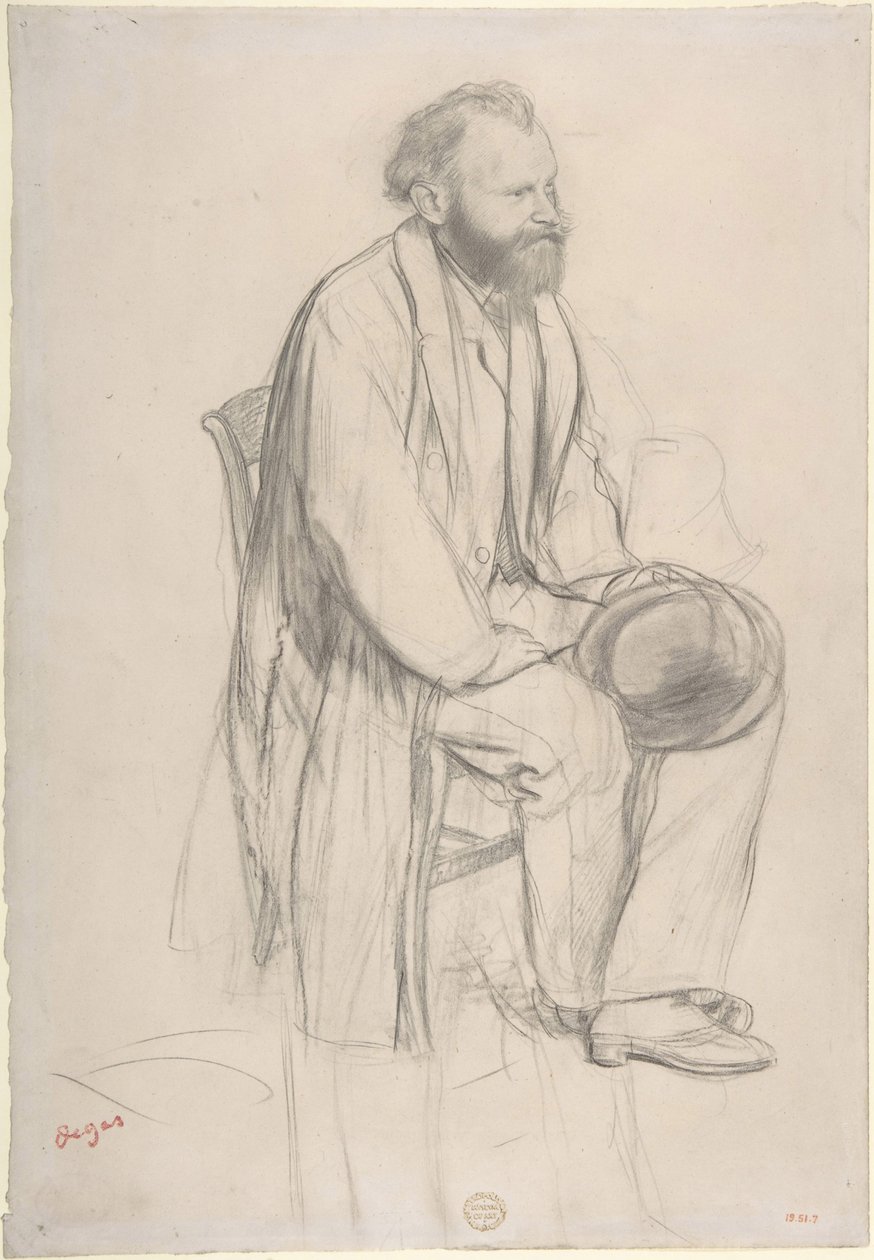 Manet portresi için çalışma (siyah tebeşir) by Edgar Degas