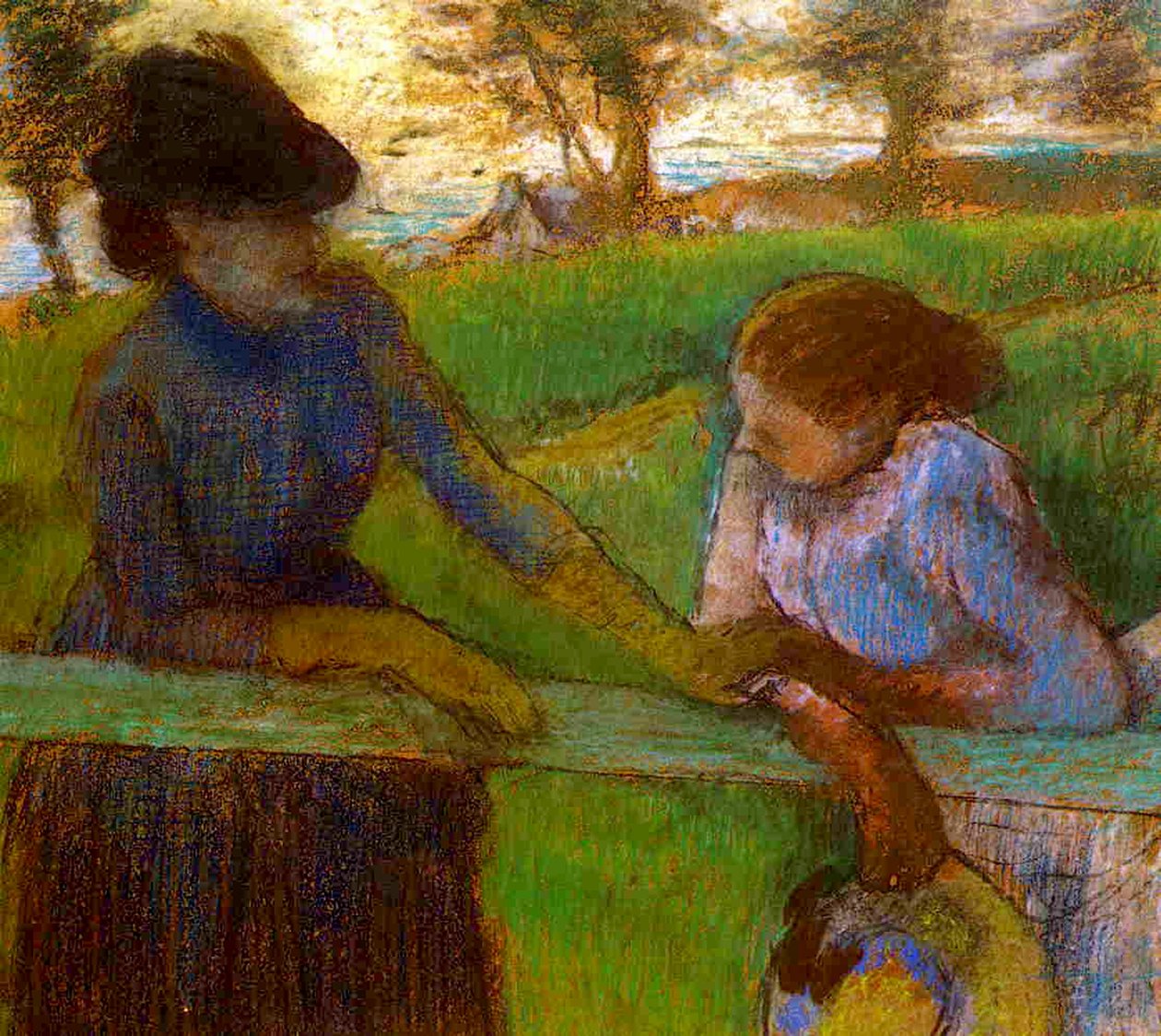The Conversation, 1889 dolayları (kağıt üzerinde pastel) by Edgar Degas
