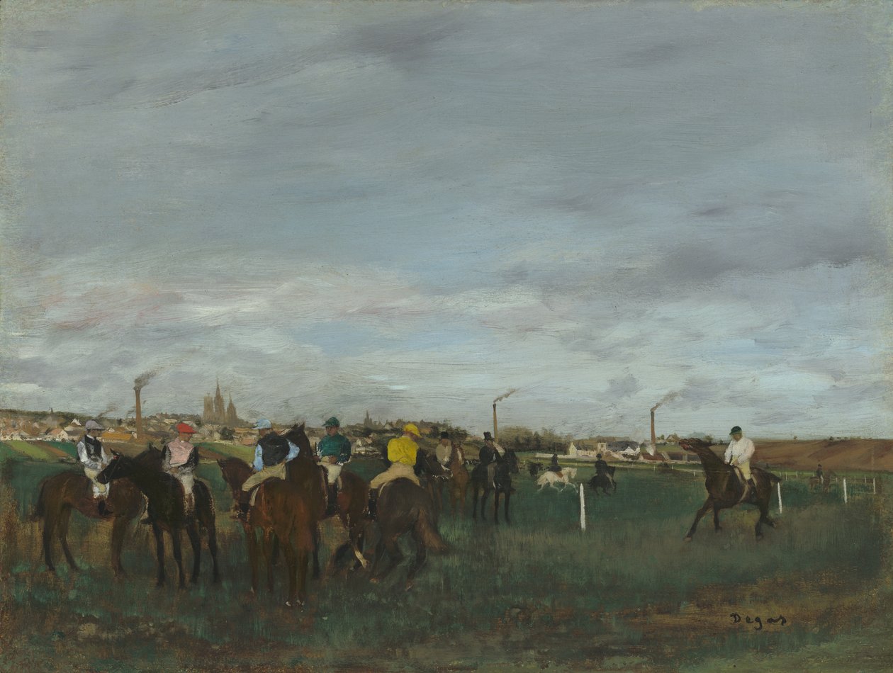 Yarışlar, 1871-2 (tahta üzerine yağlı boya) by Edgar Degas