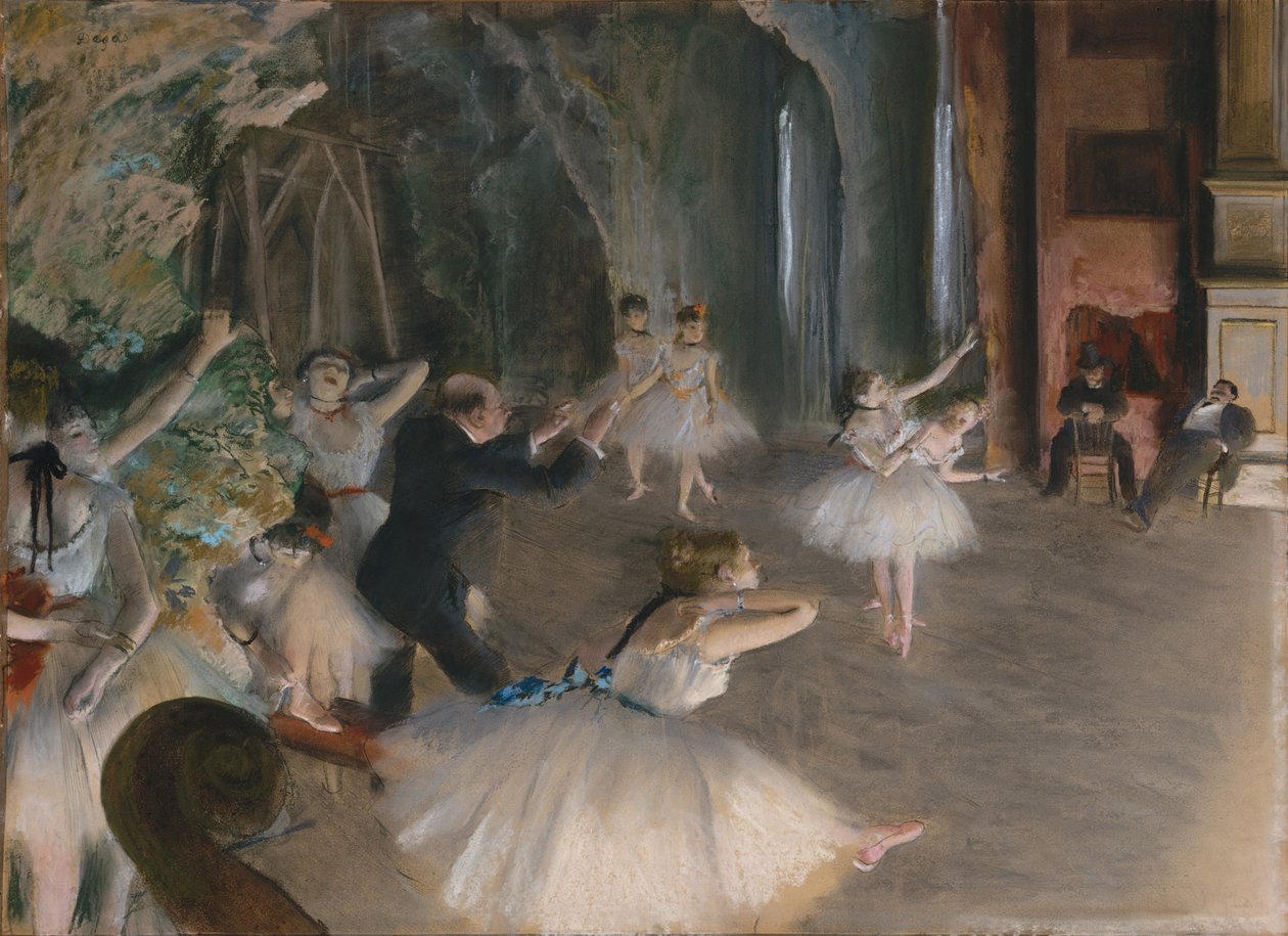 Balenin Sahnede Provası, 1878-79 dolayları (kağıt üzerinde pastel) by Edgar Degas