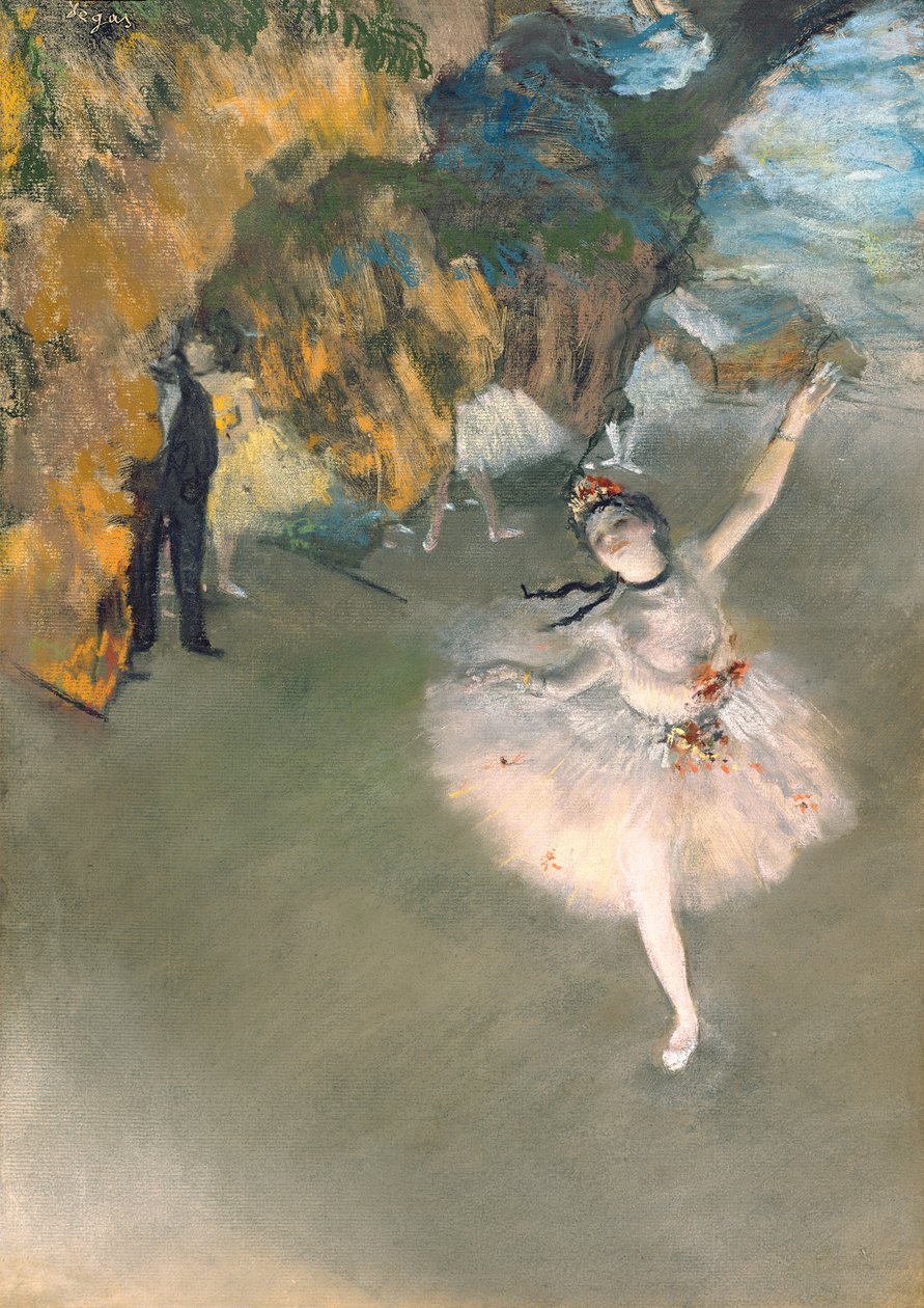 Sahnedeki Yıldız veya Dansçı, c.1876-77 (kağıt üzerinde pastel) by Edgar Degas