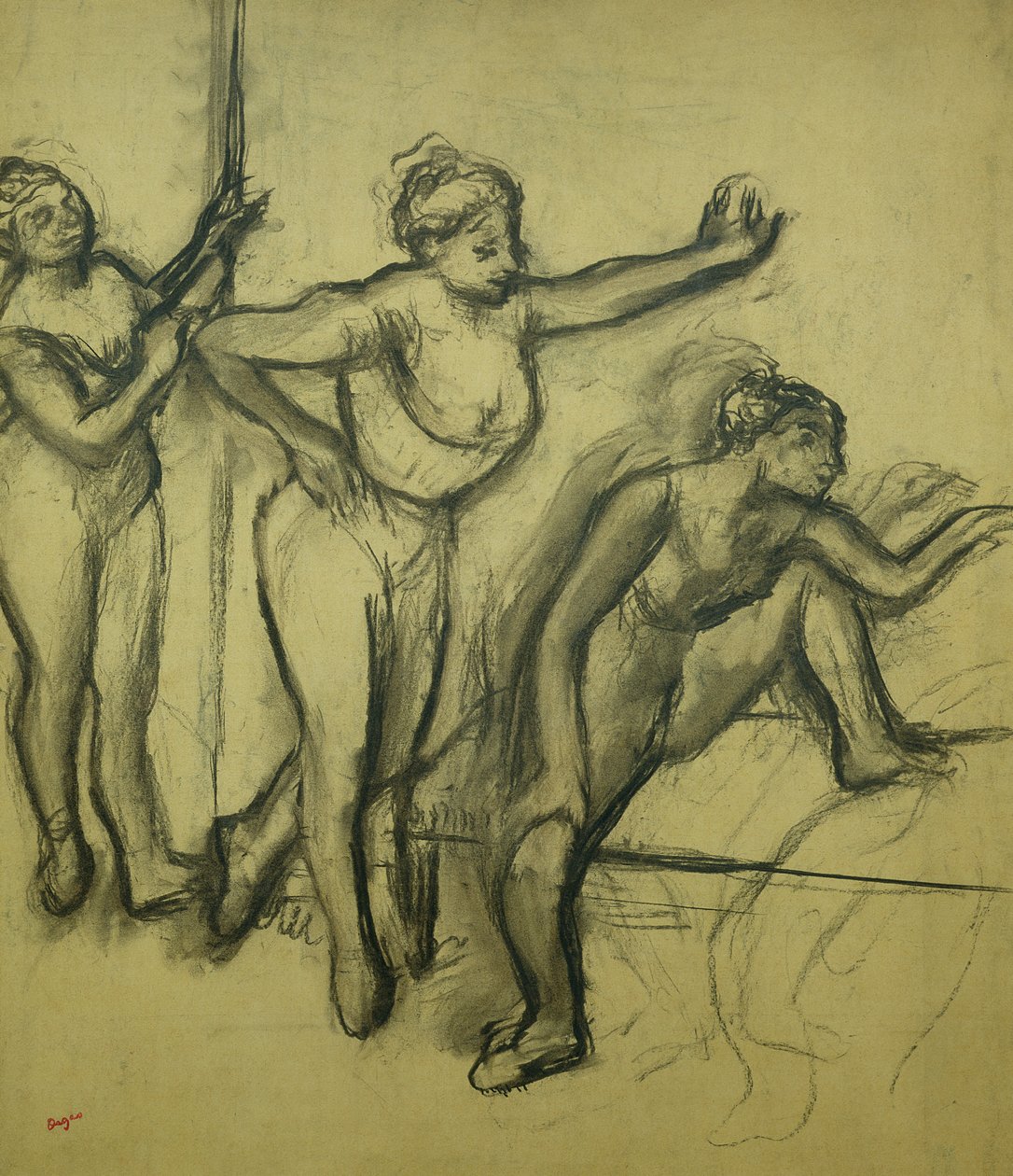 Üç Dansçı, c.1900 (kağıt üzerinde kömür) by Edgar Degas