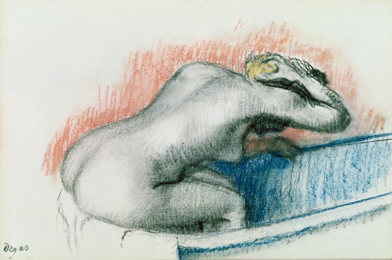 Banyoda Yıkanan Kadın, 1892 dolayları (kartta pastel) by Edgar Degas