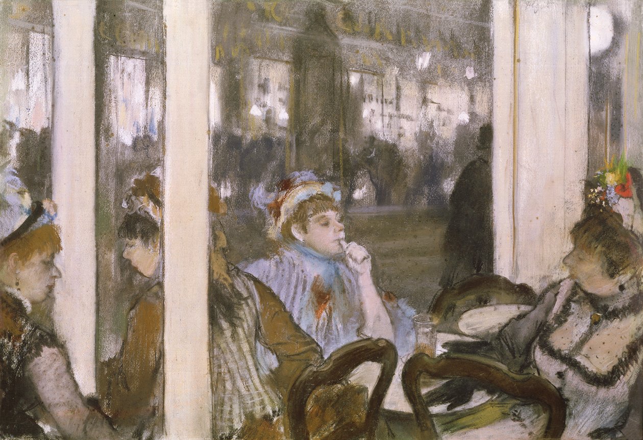 Kafe Terasında Kadınlar, 1877 (tek tip üzerine pastel) by Edgar Degas