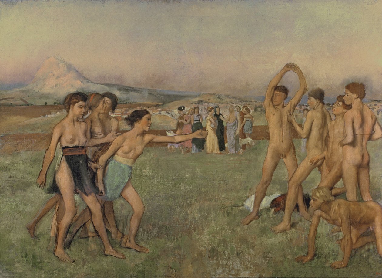 Young Spartans Exercising, c.1860  by Edgar Degas