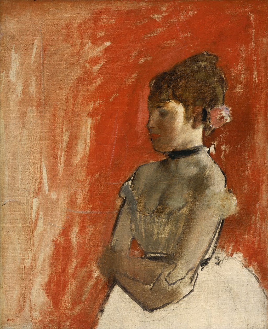 Kollarını kavuşturmuş bale dansçısı by Edgar Degas
