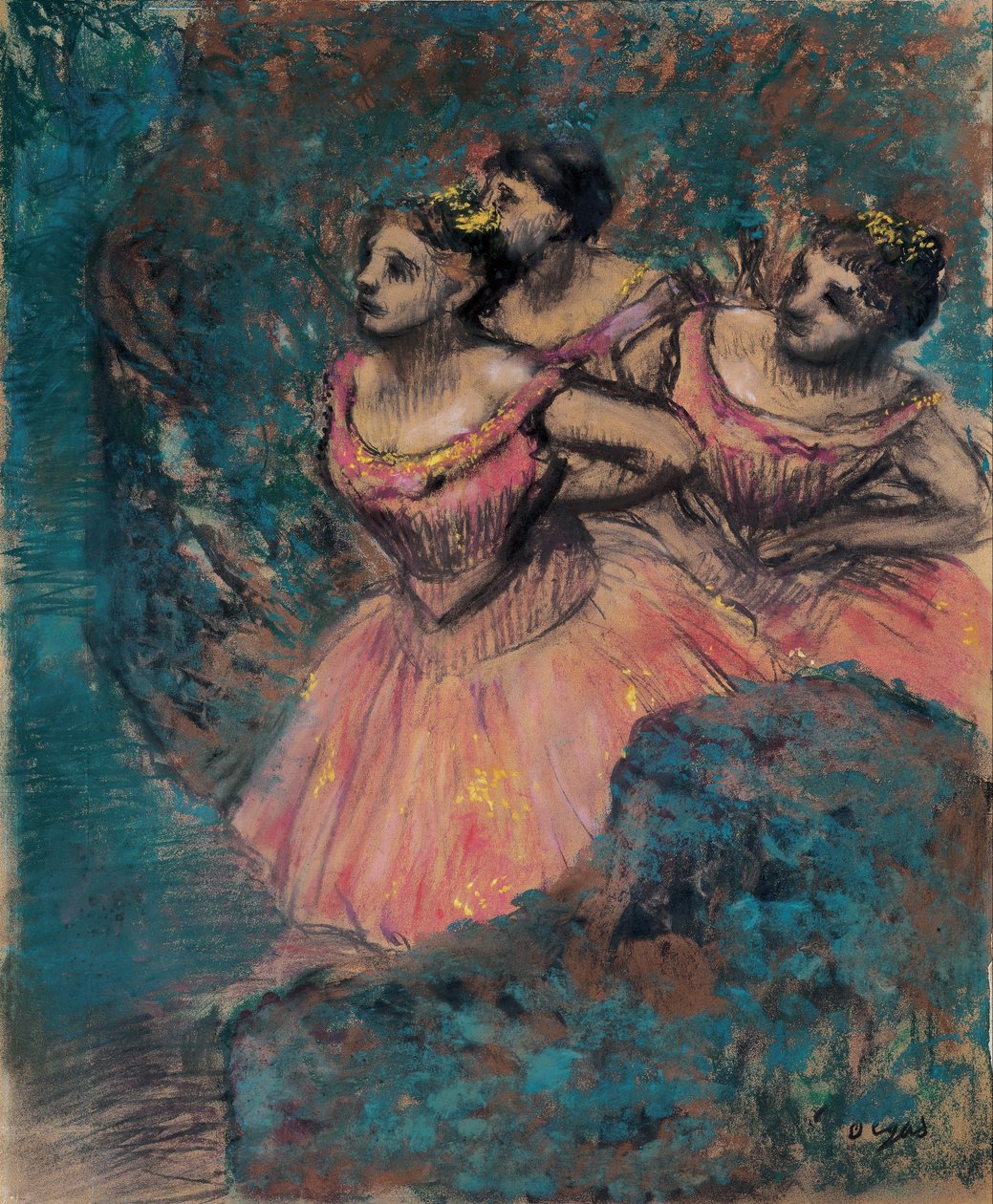 Kırmızı Kostümlü Üç Dansçı by Edgar Degas