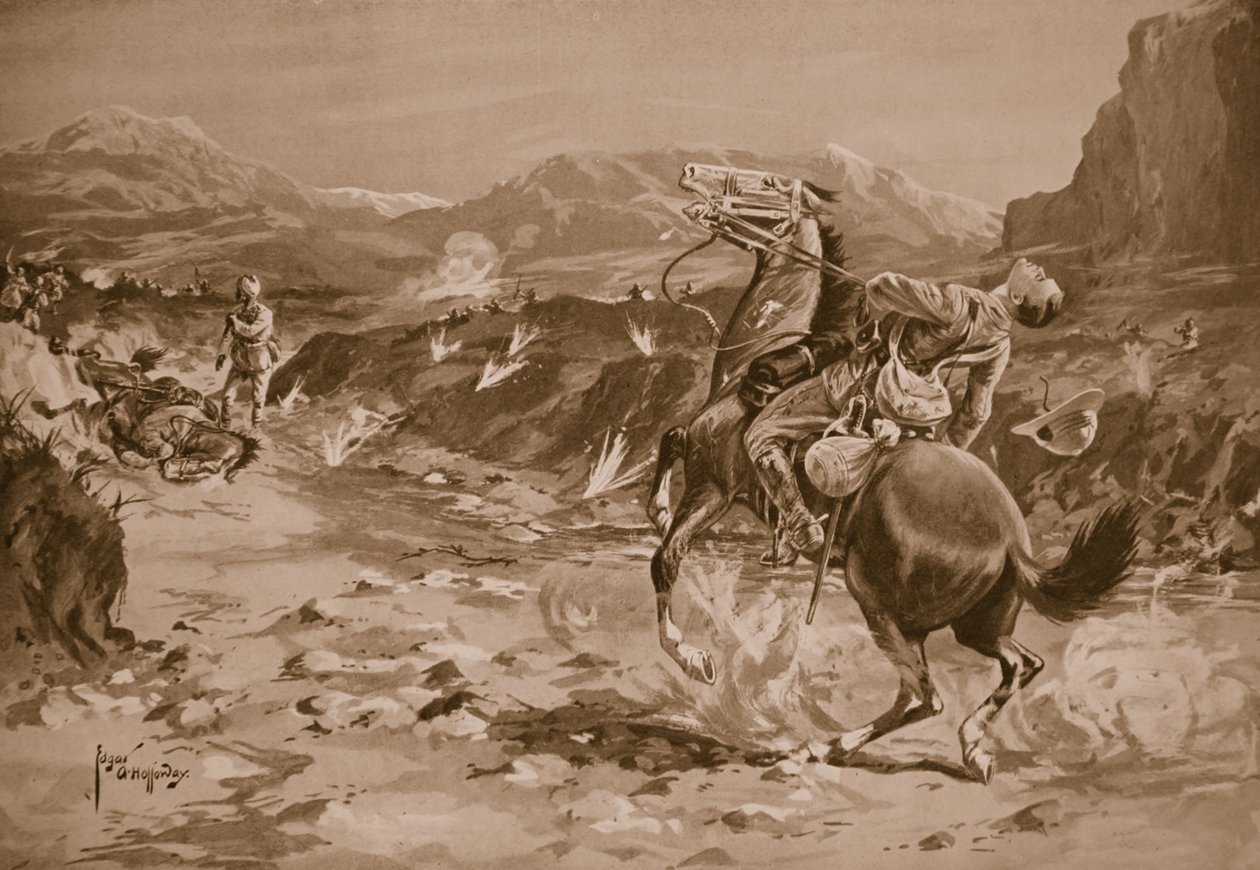Kaptan Jotham, adamlarından birini kurtarmaya çalışırken vurularak öldürüldü. by Edgar Alfred Holloway