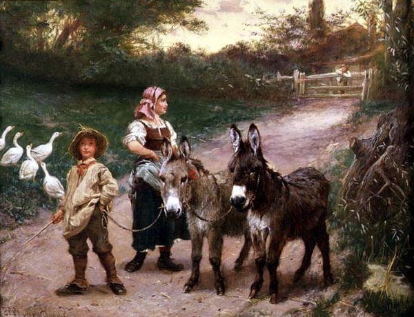 Eşekli Köylü Çocukları by Edgar Bundy