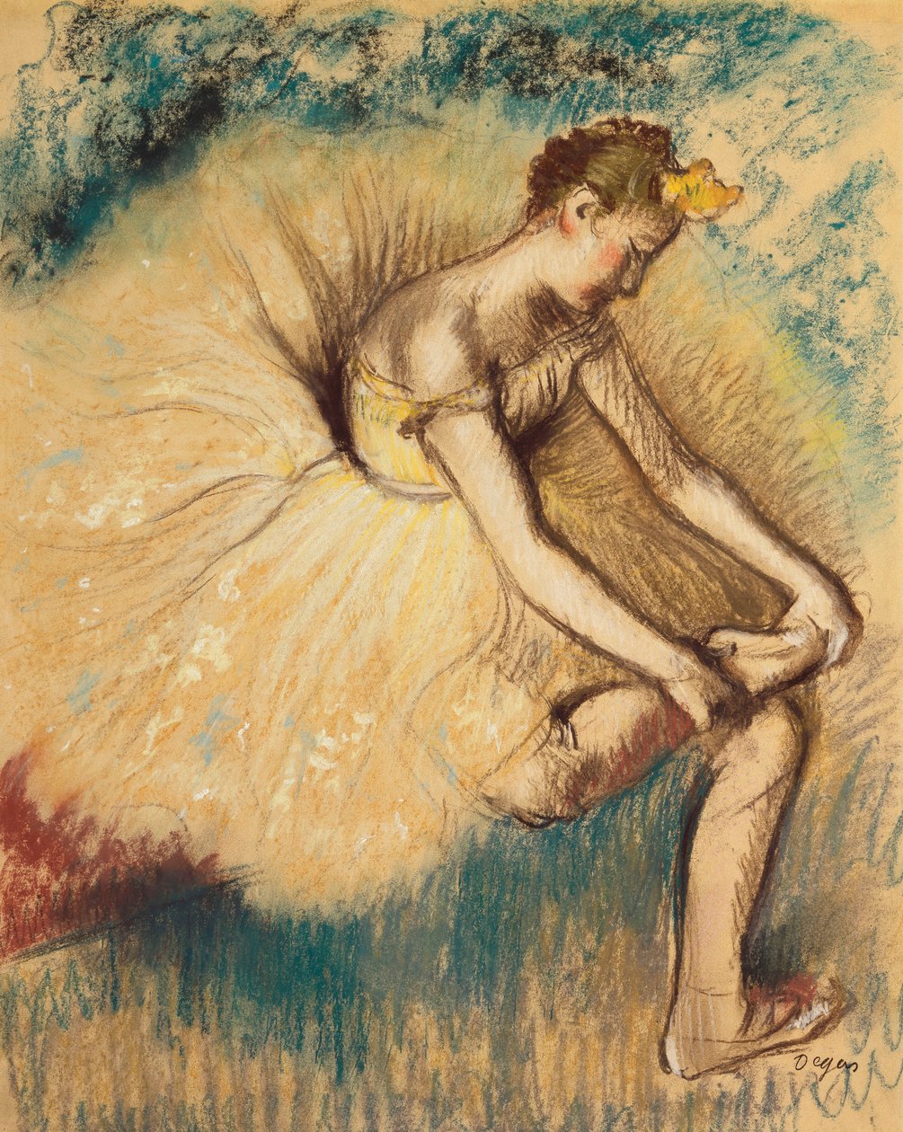 Ayakkabısını Giyen Bir Dansçı; Ayakkabısını Bağlayan Dansçı, 1896 by Edgar Degas