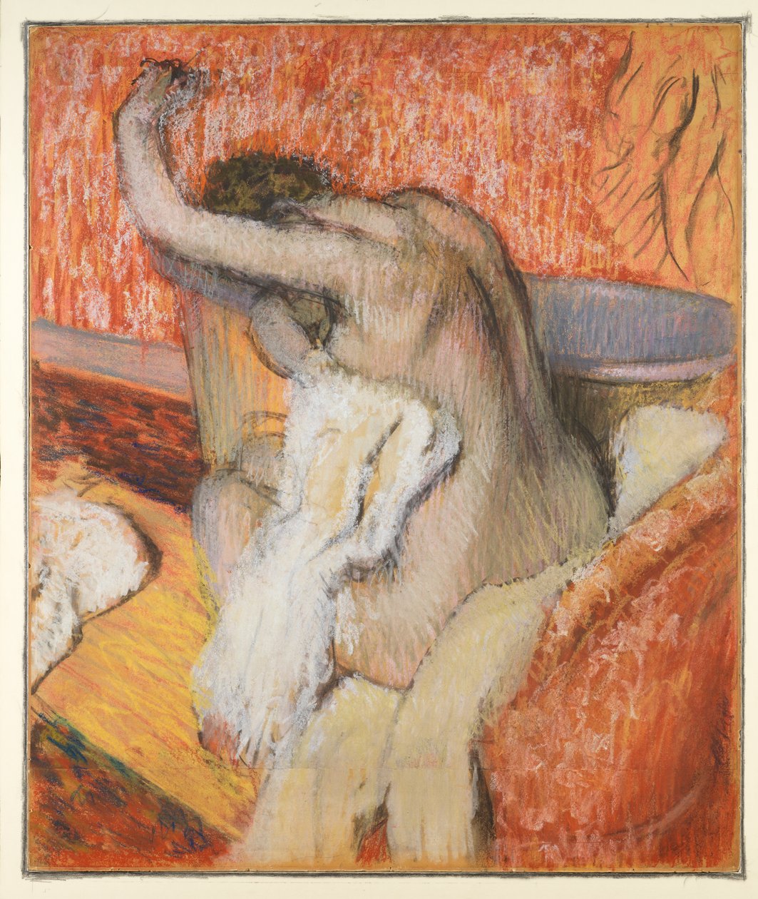 Banyodan sonra - kadın kendini kurutur, 1895 dolayları by Edgar Degas