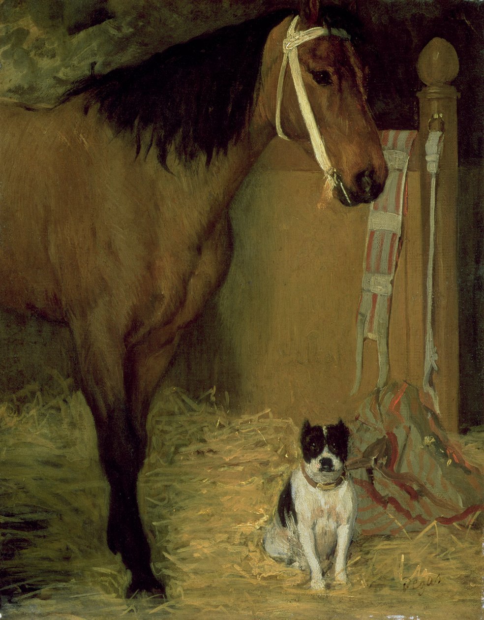 Ahırda, At ve Köpek, 1862 dolayları by Edgar Degas