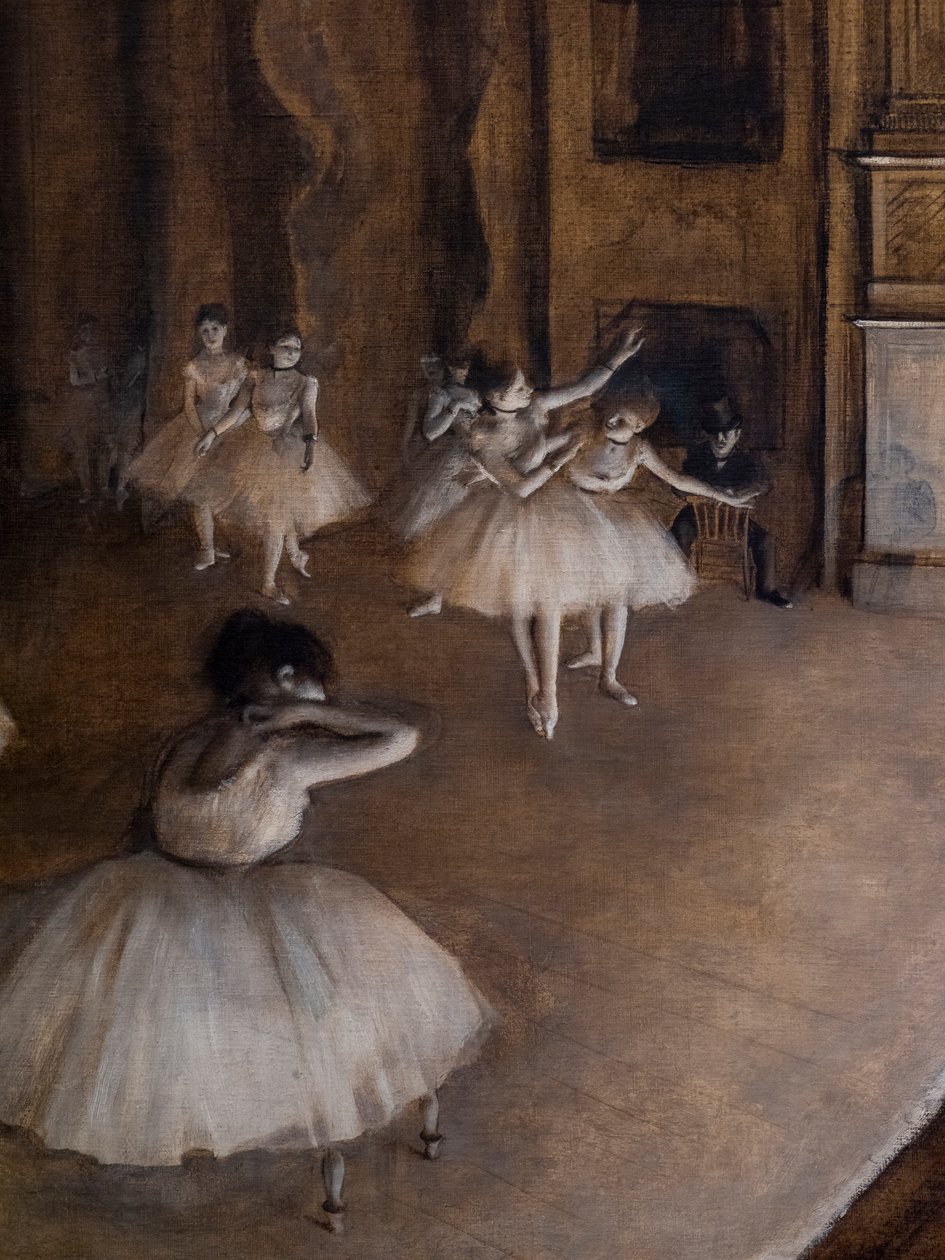 Sahnede bale tekrarı (detay). 1874. Tuval üzerine yağlı boya. by Edgar Degas