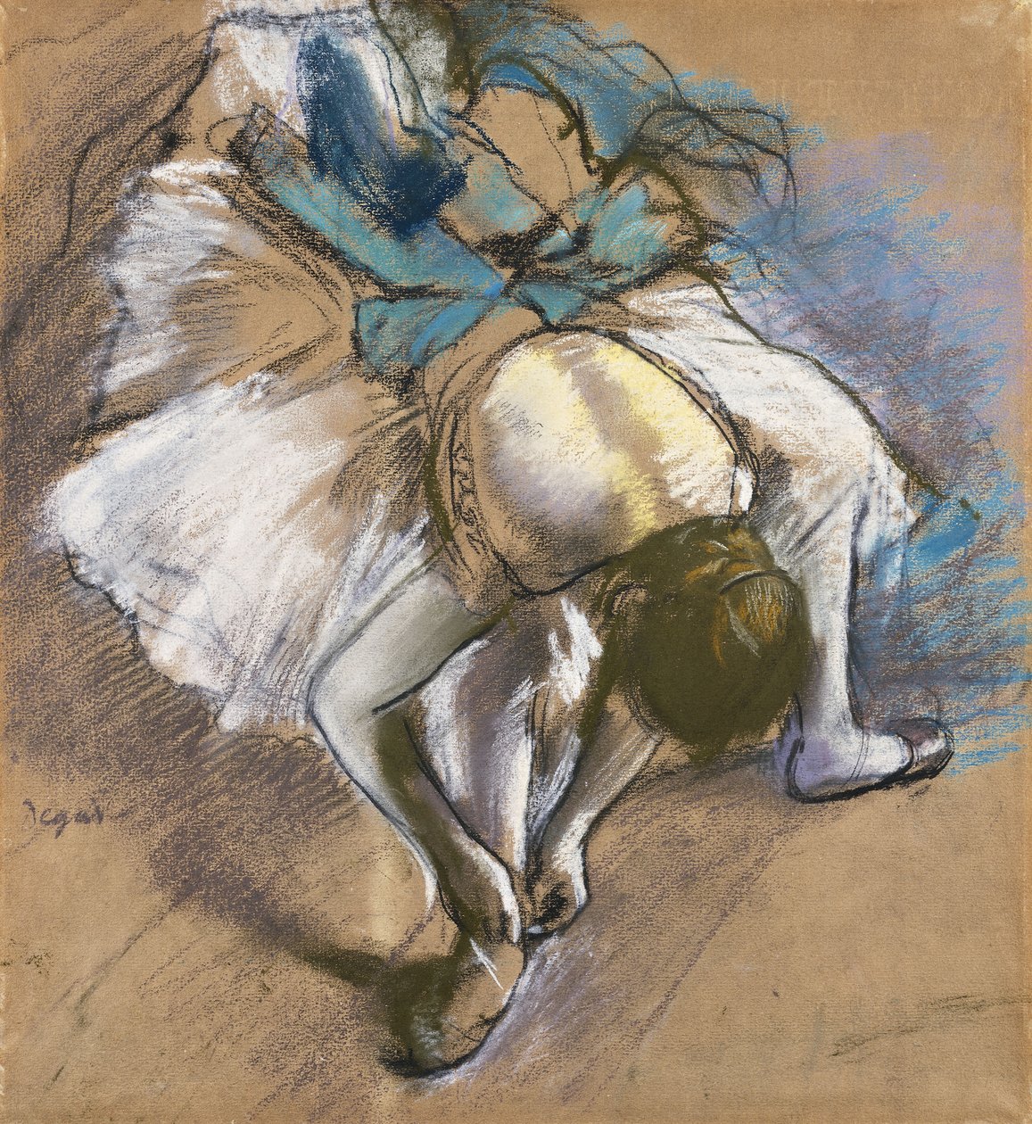 Ayakkabılarını Giyen Dansçı; Terliğini Bağlayan Dansçı, 1880-1885 dolayları by Edgar Degas