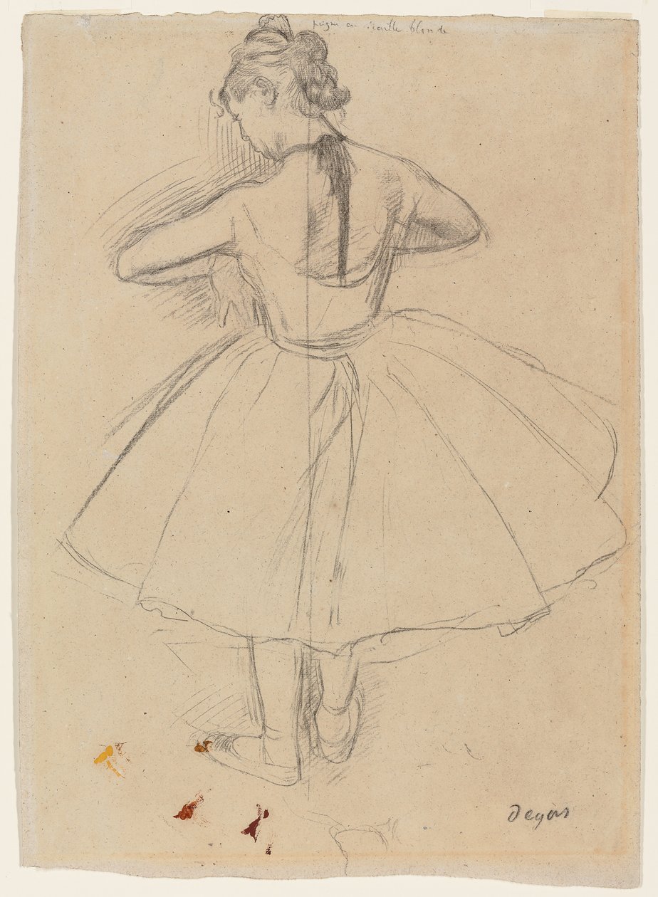Dansçı Ayakta, Arkadan Görünüm; Ayakta dansçı, arkadan görünüm, 1872-1873 by Edgar Degas