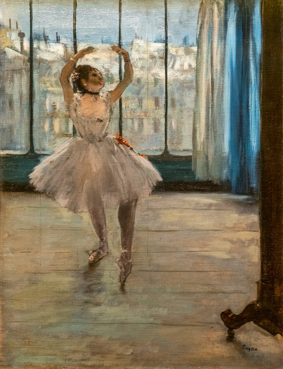 Bir fotoğrafçının evinde poz veren dansçı (1874). Tuval üzerine yağlıboya. by Edgar Degas