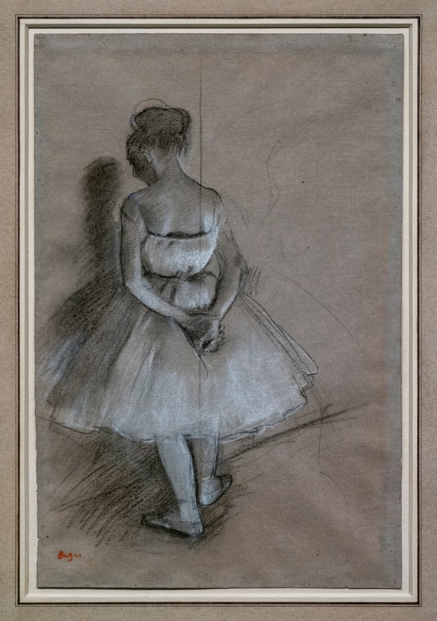Dansçı ayakta, eller arkasından geçti. 1874. Kağıt üzerinde kurşun kalem, beyaz guaj vurgular. David Lachenmann Koleksiyonu. by Edgar Degas