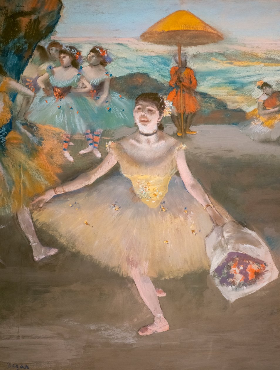 Selam buketli dansçı (detay). 1878. Velin üzerine pastel, tuval üzerine maroufle. by Edgar Degas