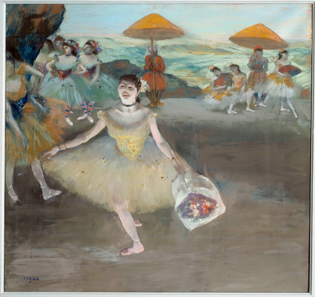 Sahnede buket selamlayan dansçı Edgar Degas