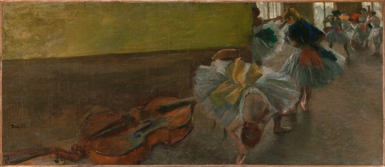 Kontrbaslı Prova Salonundaki Dansçılar, 1882–85 dolayları (tuval üzerine yağlı boya) by Edgar Degas