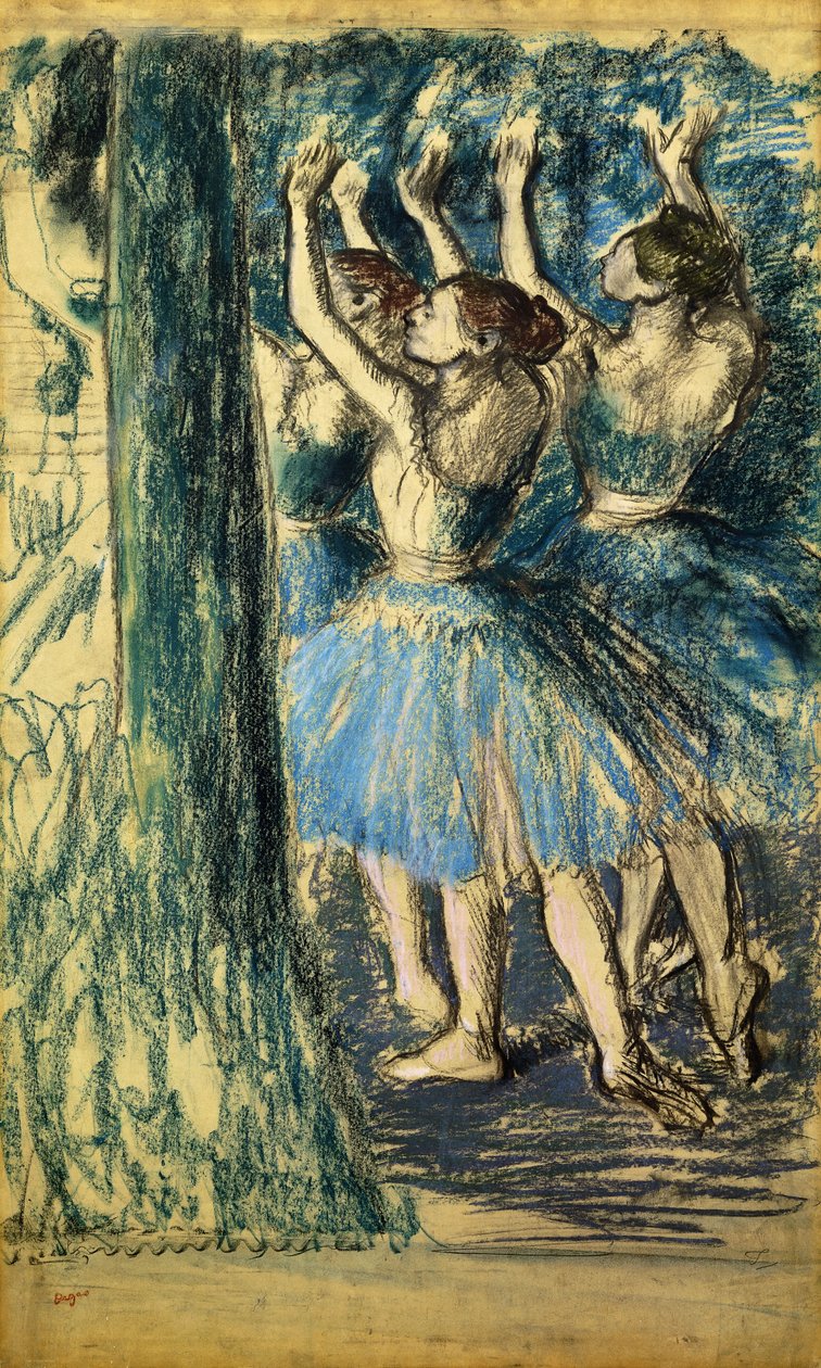 Sahnedeki Dansçılar; Danseuses ve Sahne, c. 1898 by Edgar Degas