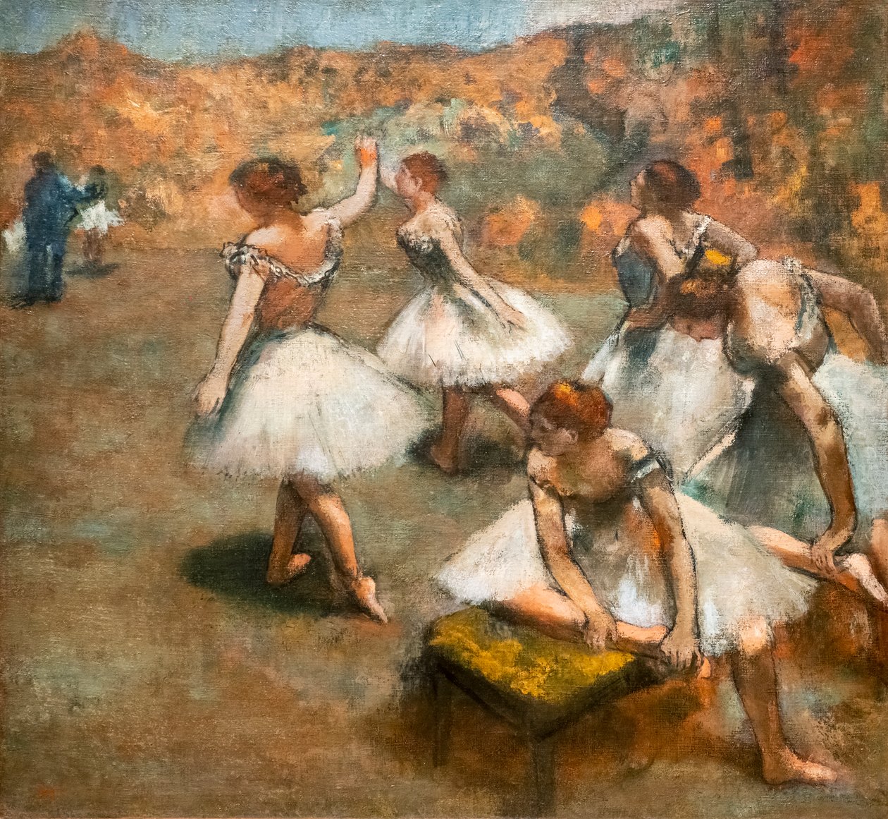 Dansçılar sahnede. 1889-1894 civarında. Tuval üzerine yağlıboya. by Edgar Degas