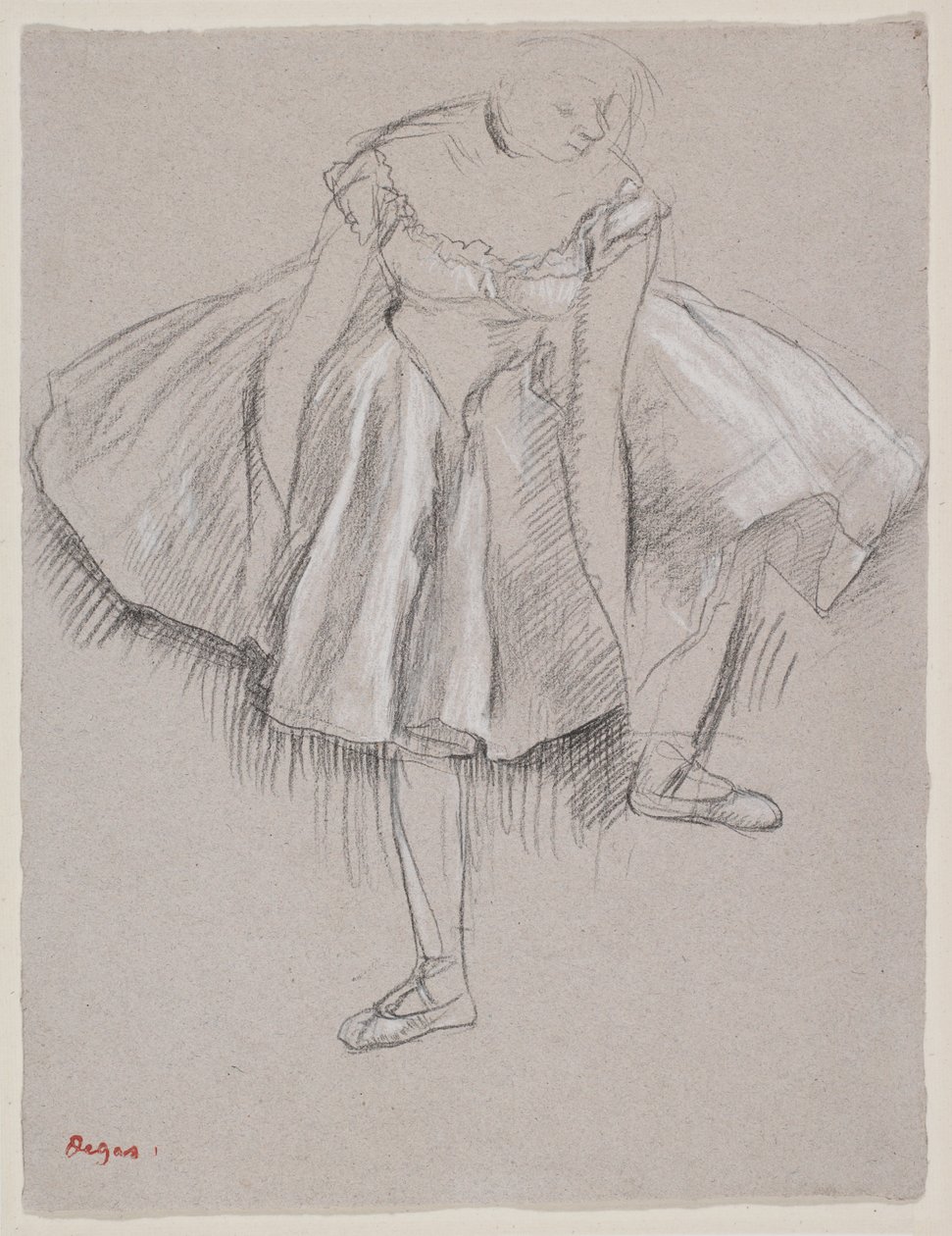Danseuse ajustant son chausson, 1880