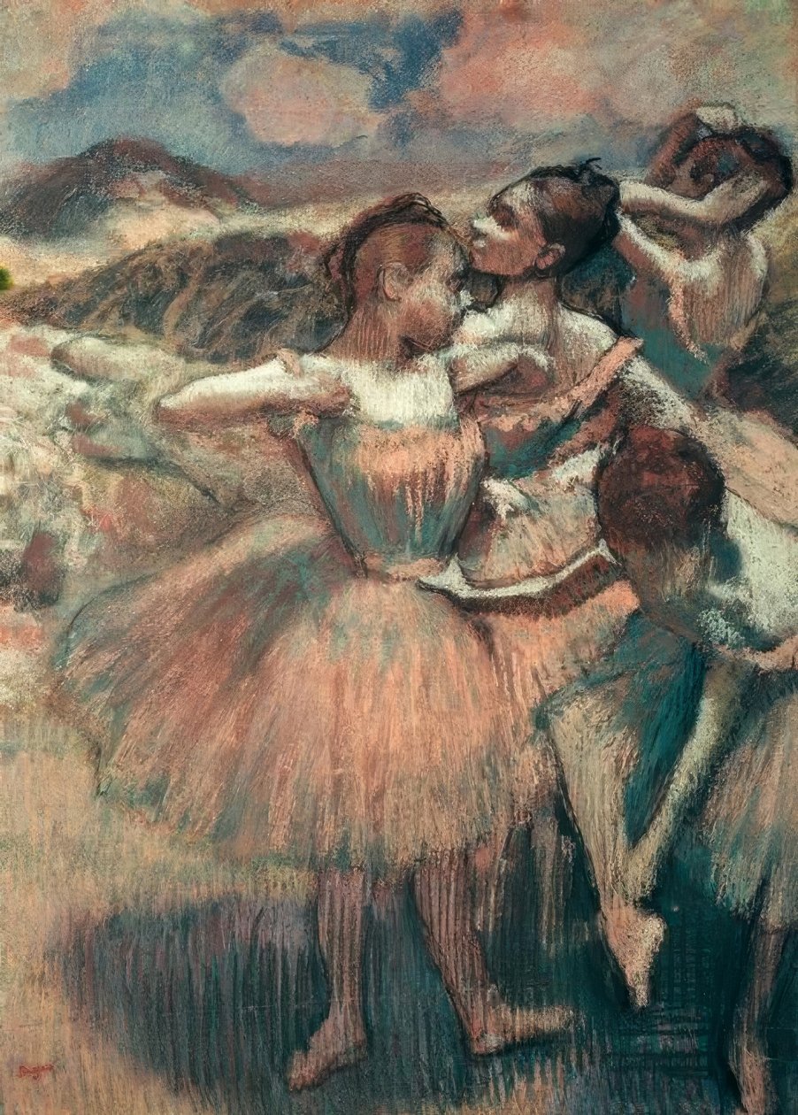 Dansçılar, somon etekler by Edgar Degas